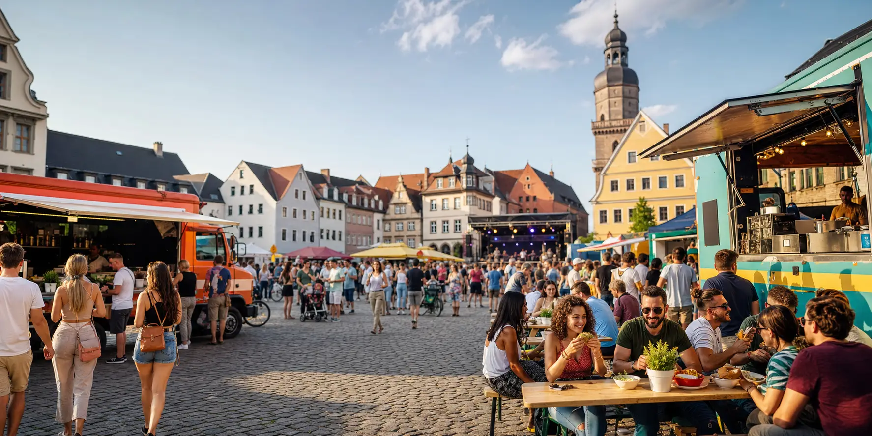 Food-Truck-Festival auf dem Marktplatz